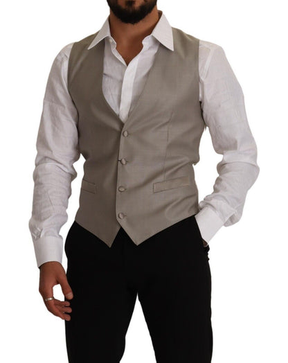 Dolce &amp; Gabbana Elegant Single Breasted Dress Vest in Beige