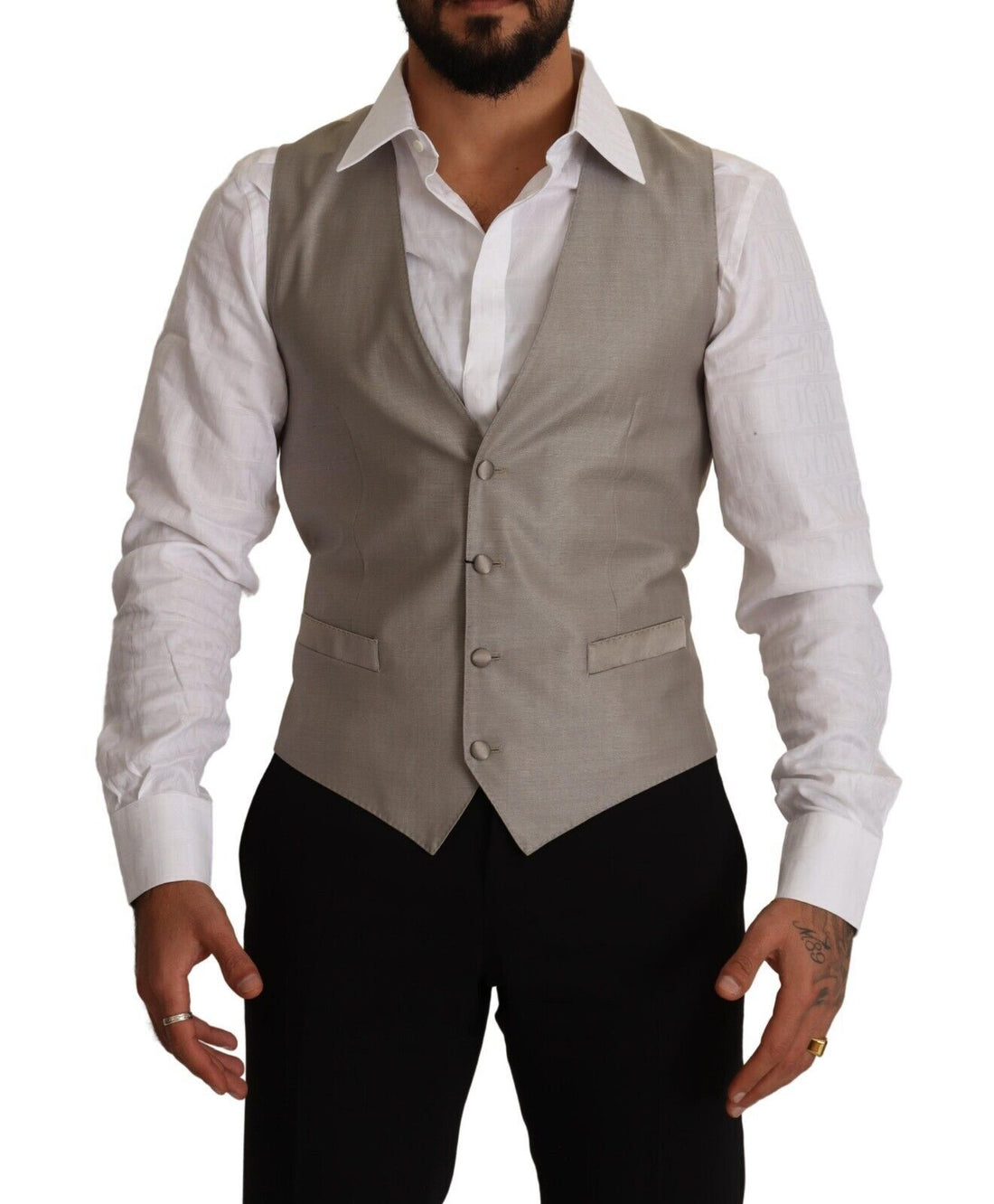 Dolce &amp; Gabbana Elegant Single Breasted Dress Vest in Beige