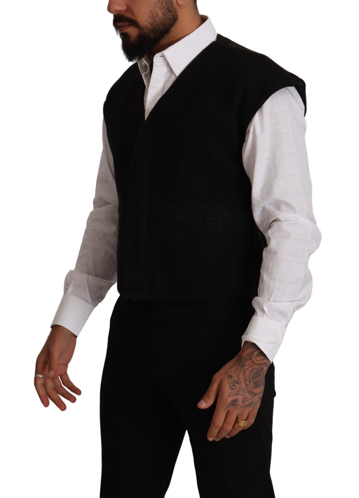 Dolce &amp; Gabbana Elegant Black Wool Cotton Dress Vest