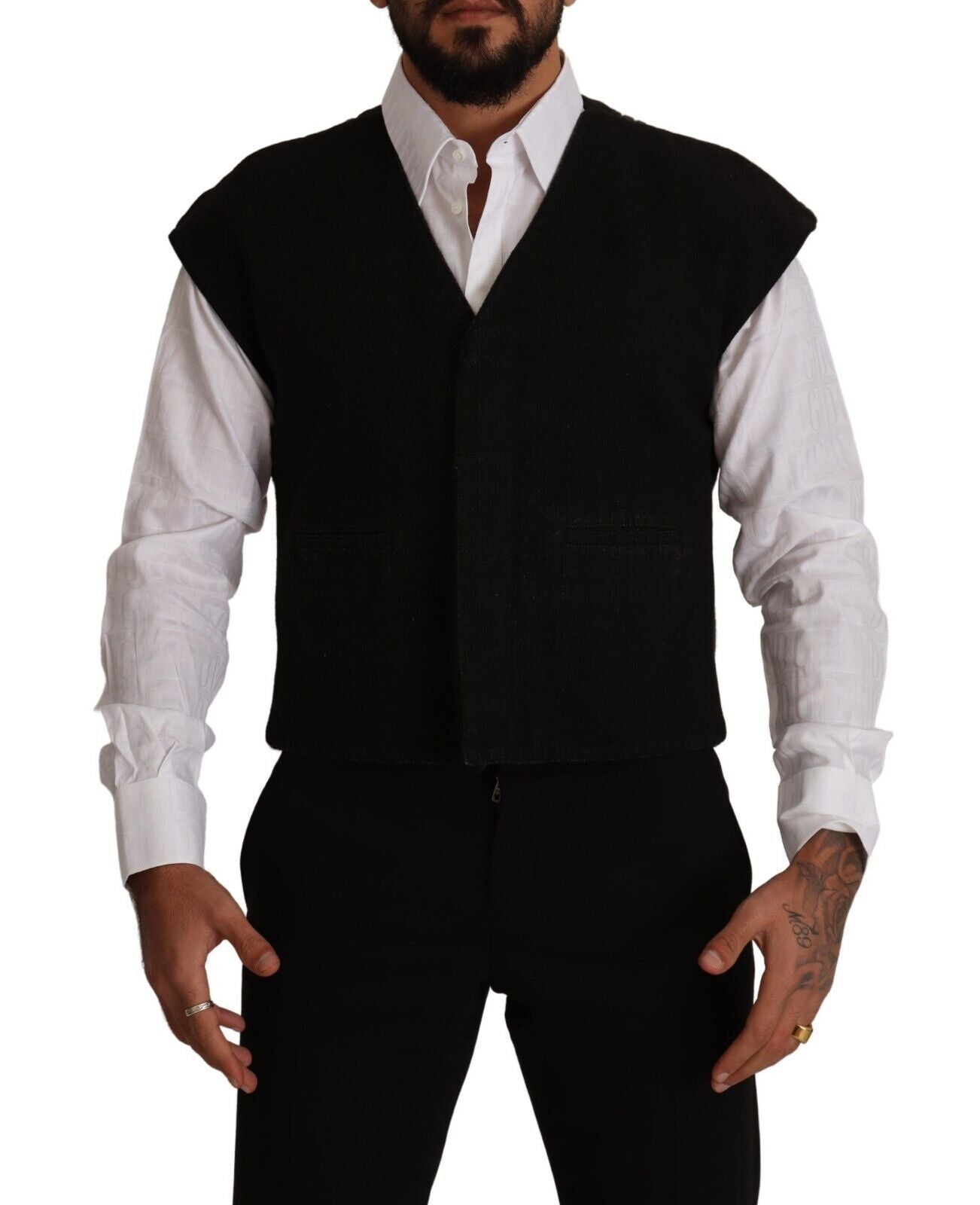 Dolce &amp; Gabbana Elegant Black Wool Cotton Dress Vest