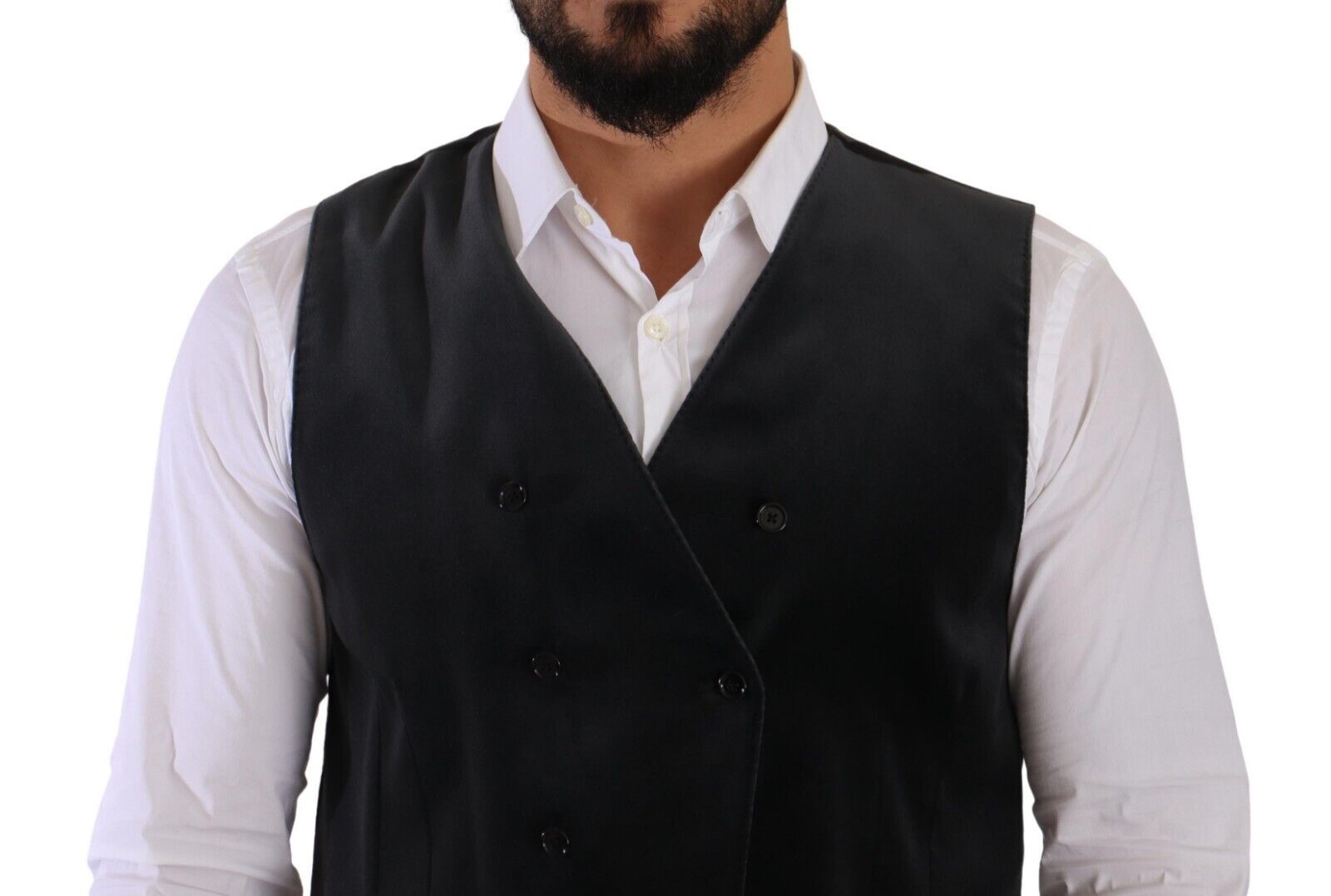 Dolce &amp; Gabbana Elegant Grey Double-Breasted Dress Vest