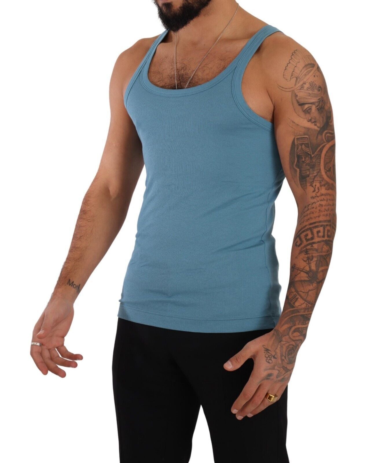 Dolce &amp; Gabbana Elegant Blue Round Neck Tank Top