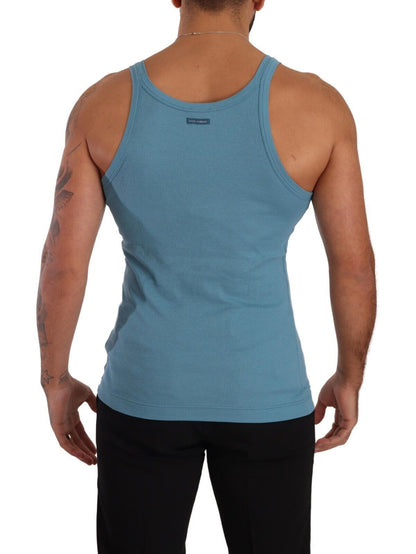 Dolce &amp; Gabbana Elegant Blue Round Neck Tank Top