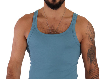 Dolce &amp; Gabbana Elegant Blue Round Neck Tank Top