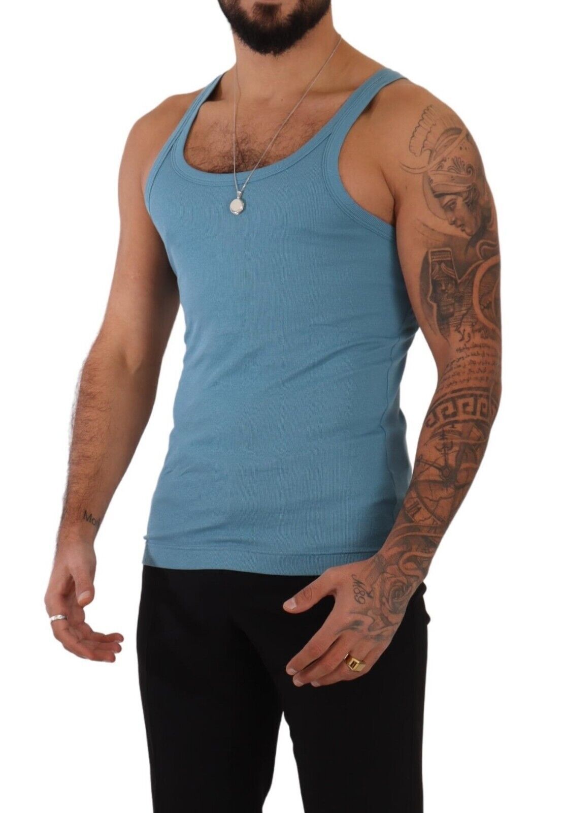 Dolce &amp; Gabbana Elegant Blue Round Neck Tank Top