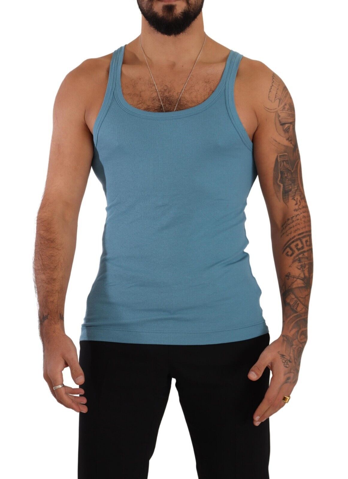 Dolce &amp; Gabbana Elegant Blue Round Neck Tank Top