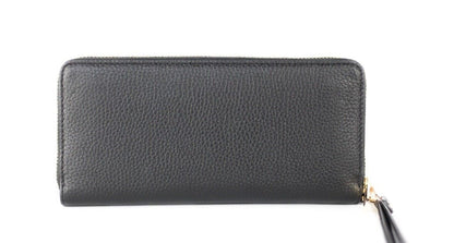 Michael Kors Jet Set Travel Large Black Pebble Leather Continental Wrist Wallet