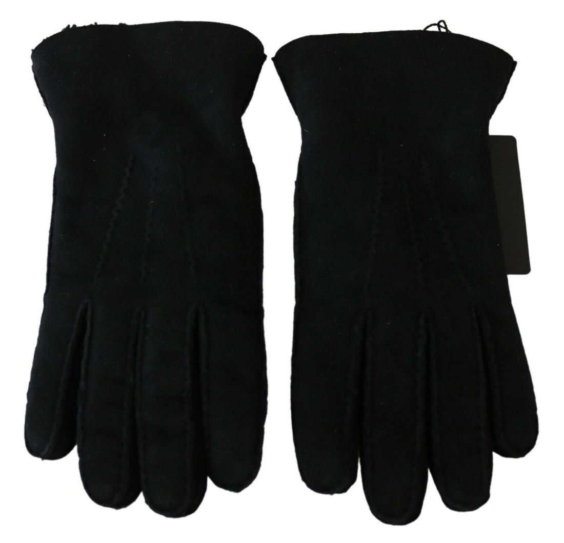 Dolce &amp; Gabbana Elegant Black Leather Biker Gloves