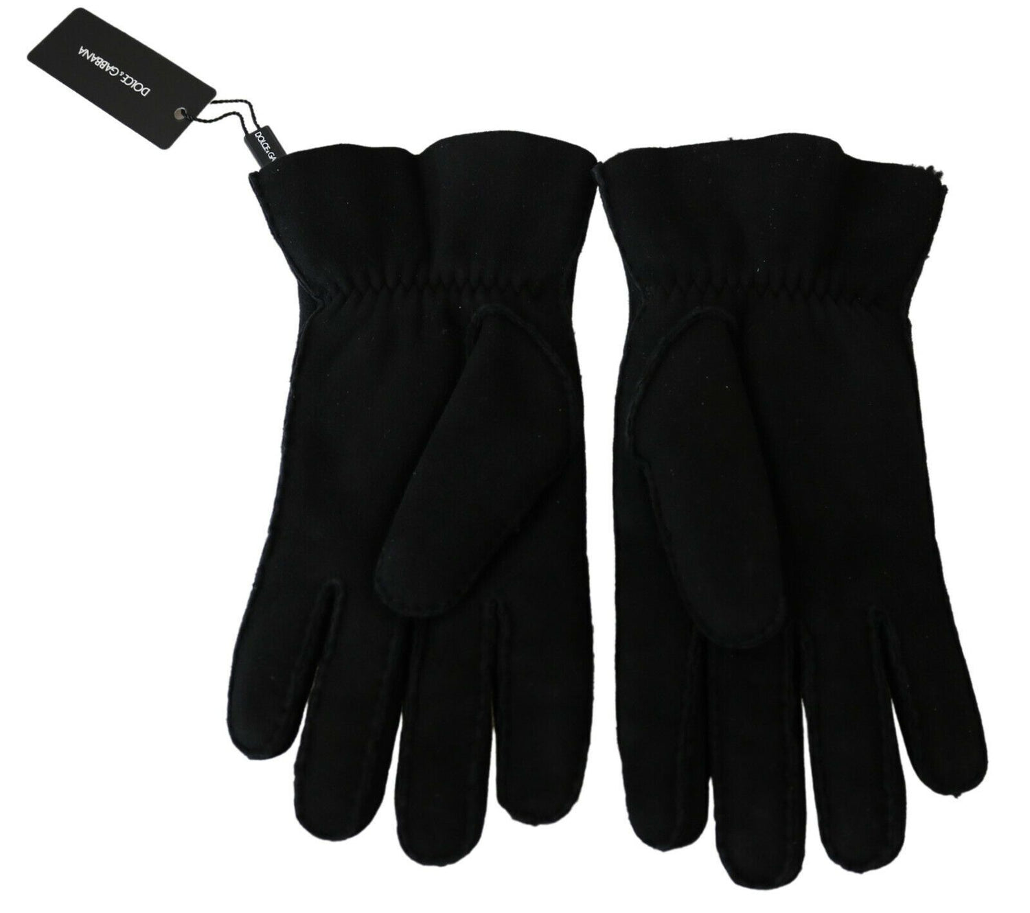 Dolce &amp; Gabbana Elegant Black Leather Biker Gloves