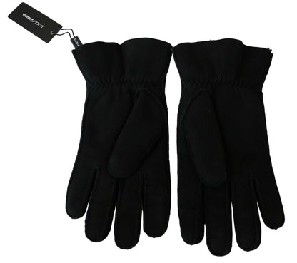 Dolce &amp; Gabbana Elegant Black Leather Biker Gloves