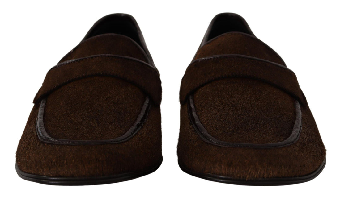 Dolce &amp; Gabbana Elegant Brown Caiman Leather Loafers