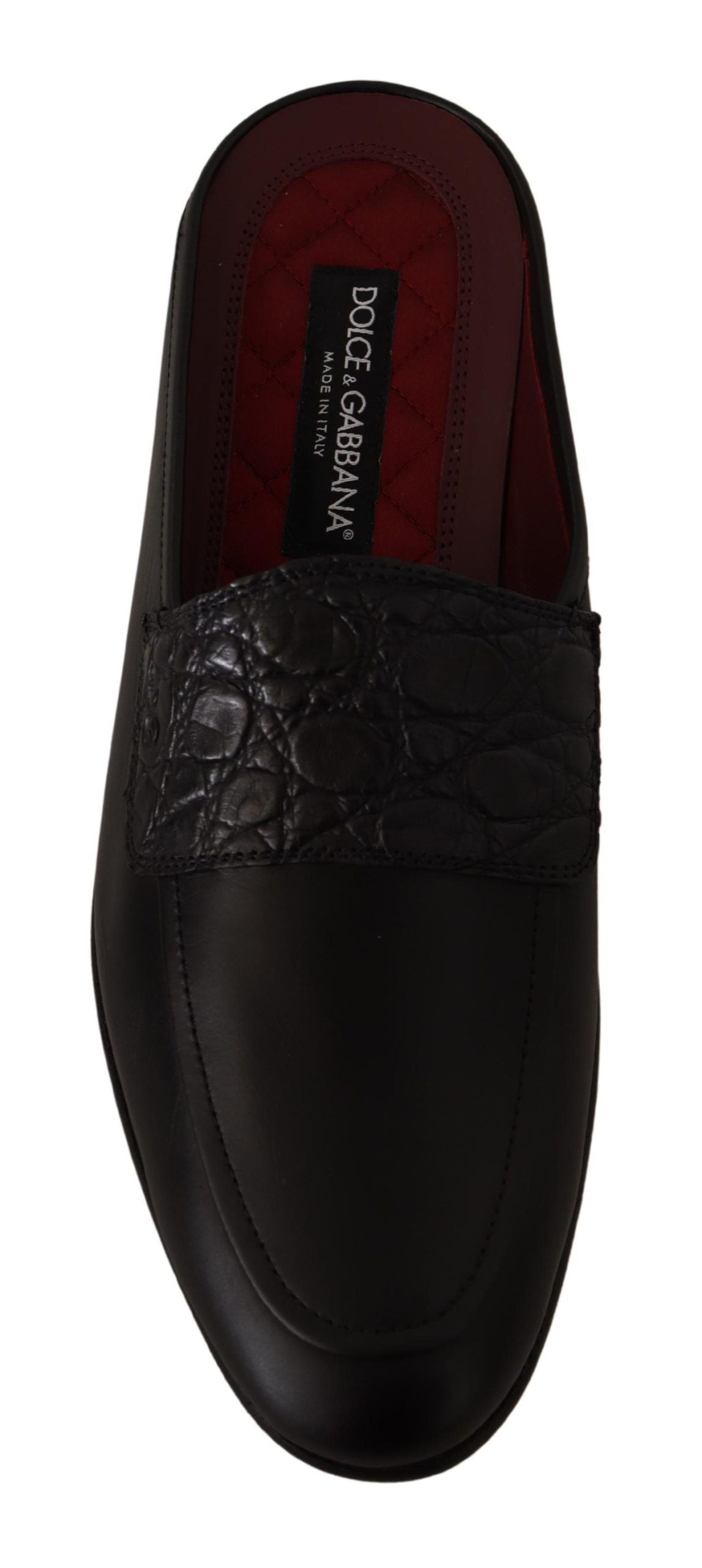 Dolce &amp; Gabbana Exquisite Black &amp; Burgundy Leather Slides