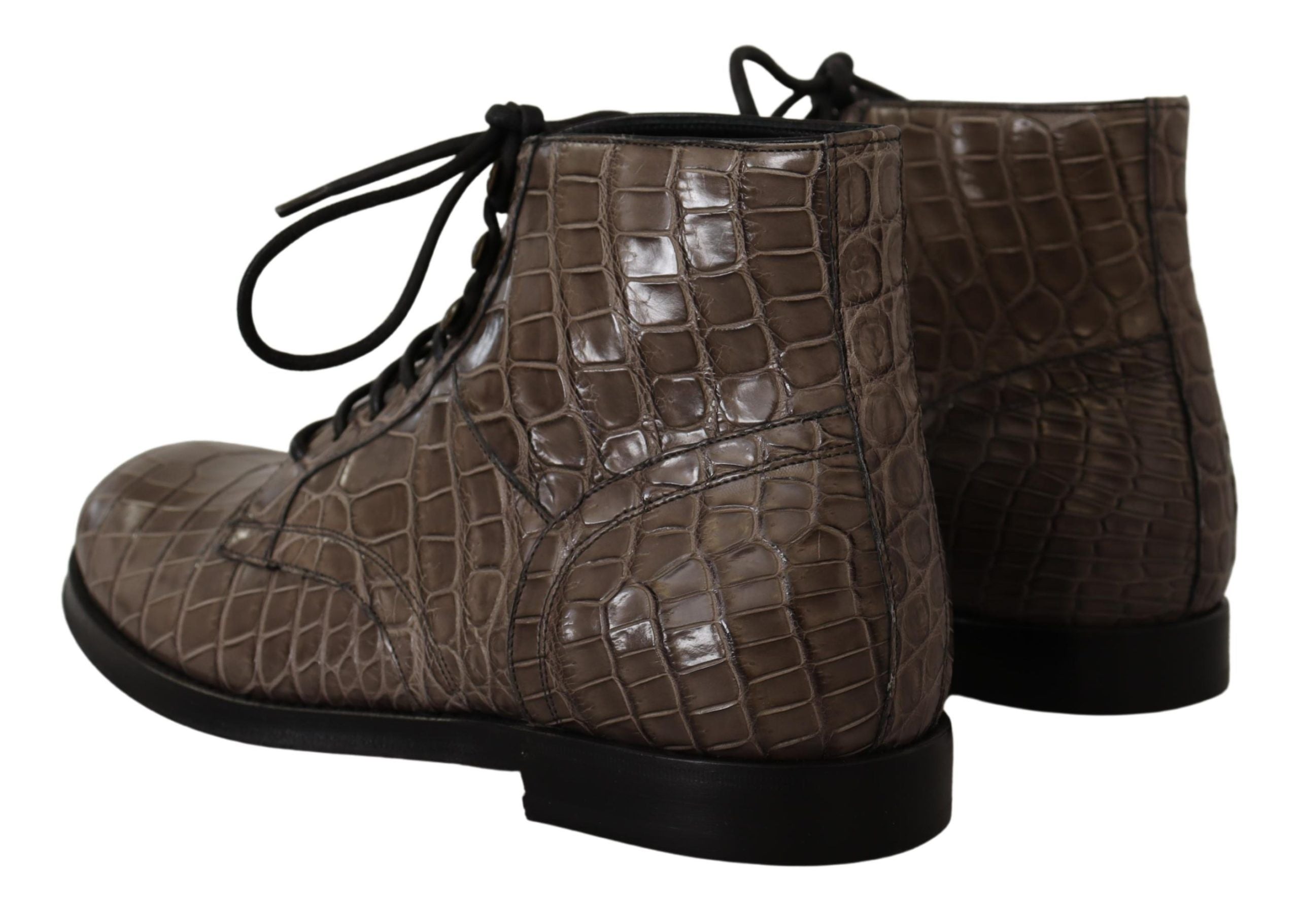 Dolce &amp; Gabbana Elegant Crocodile Derby Brogue Boots