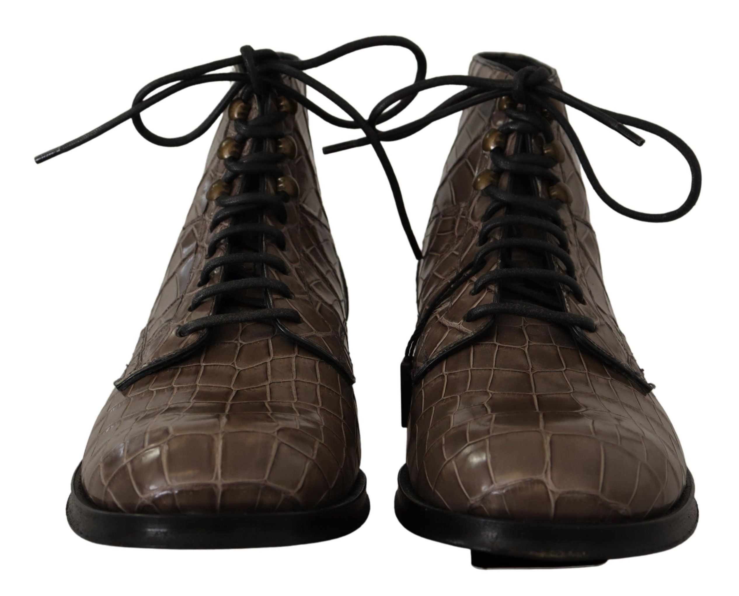 Dolce &amp; Gabbana Elegant Crocodile Derby Brogue Boots