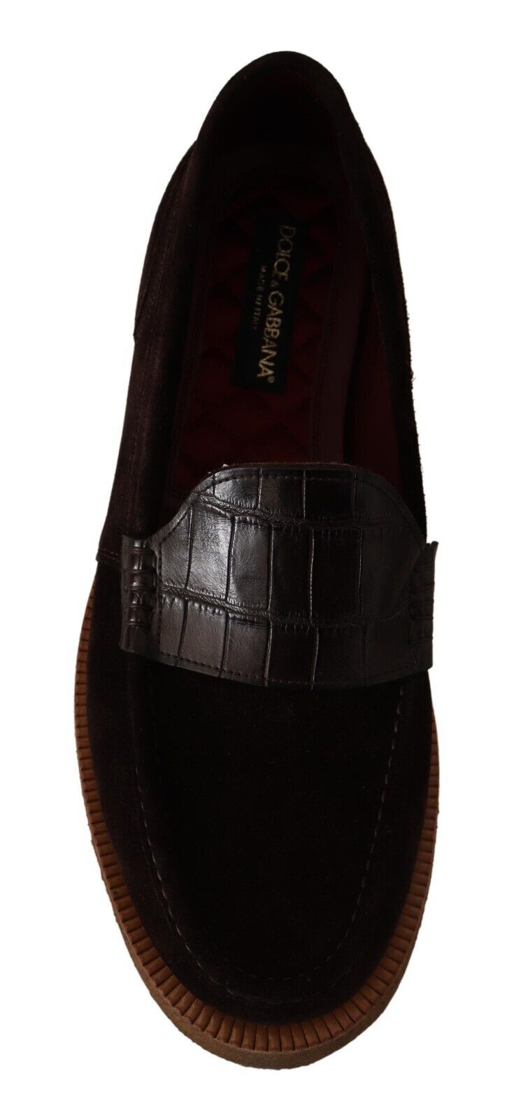 Dolce &amp; Gabbana Elegant Suede Crocodile Loafers in Brown