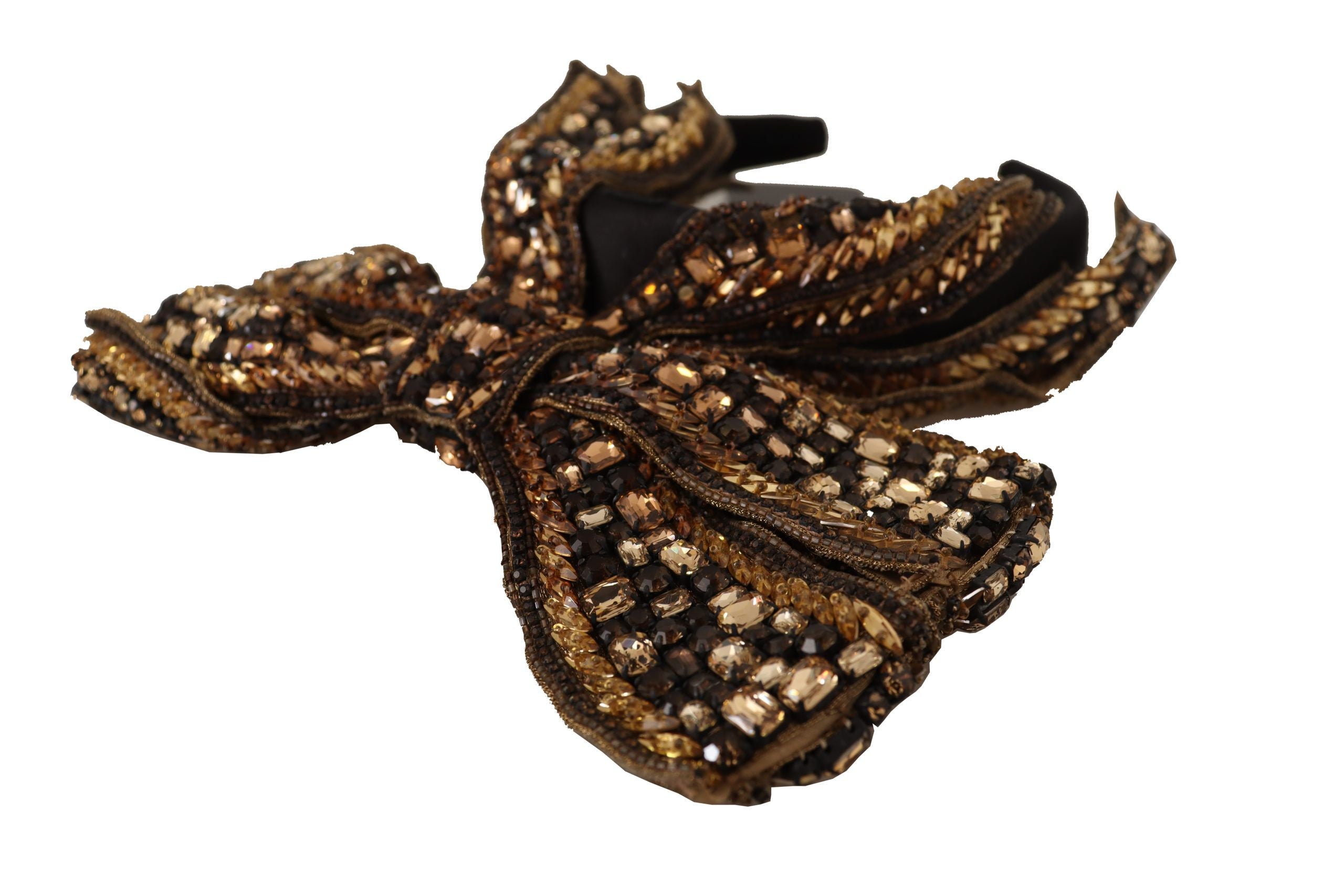 Dolce &amp; Gabbana Elegant Gold Embellished Silk Diadem