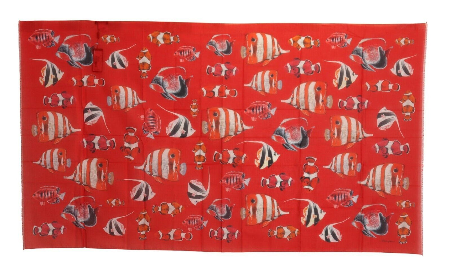 Dolce &amp; Gabbana Elegant Red Fish Print Cotton Scarf