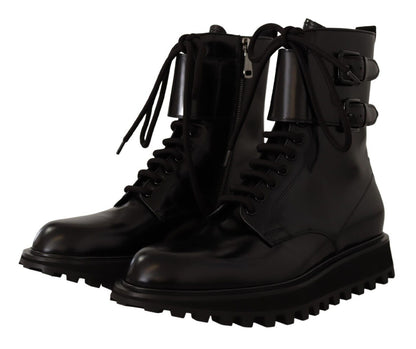 Dolce &amp; Gabbana Elegant Black Leather Ankle Boots