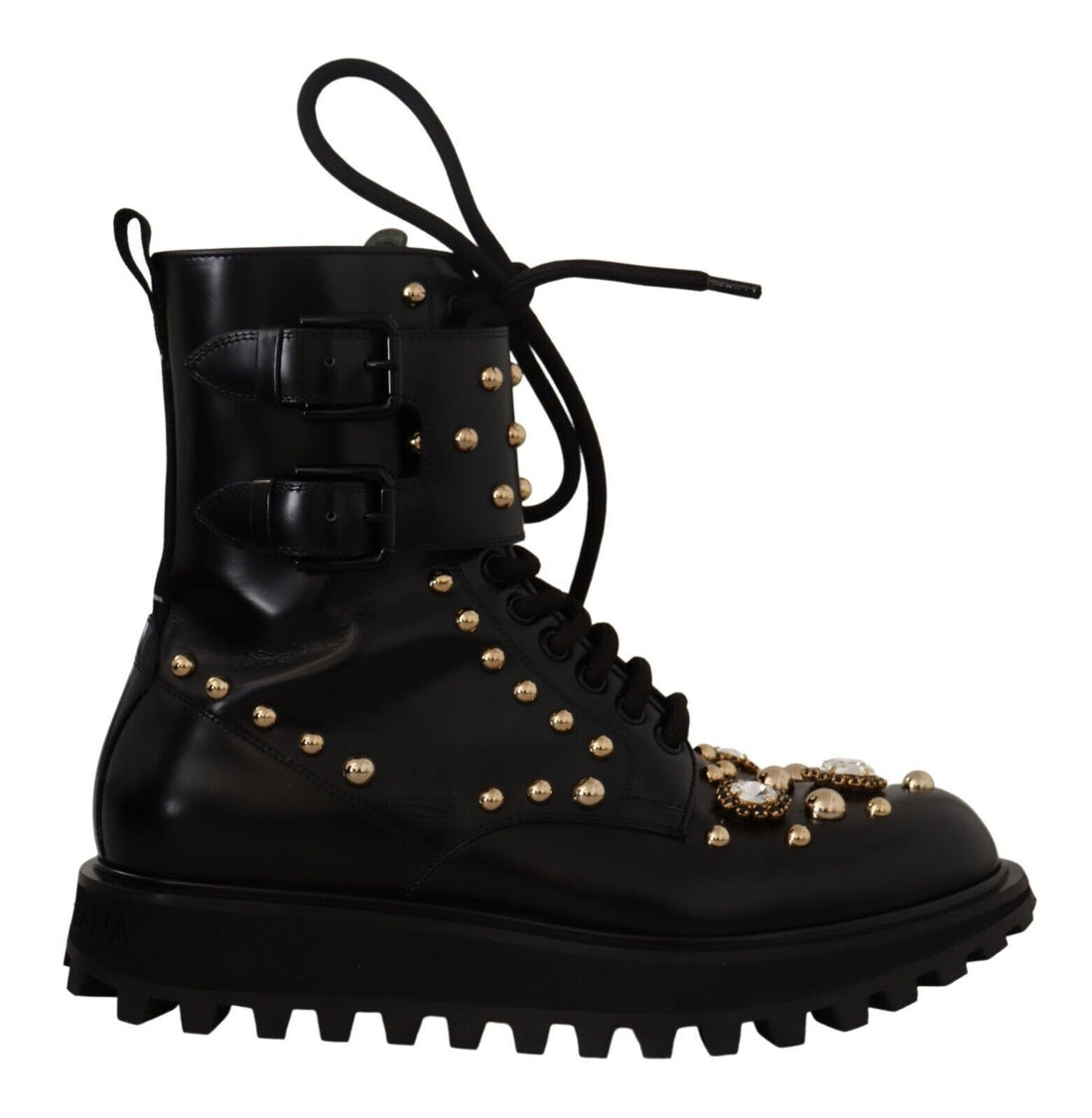 Dolce &amp; Gabbana Black Crystal-Studded Formal Boots