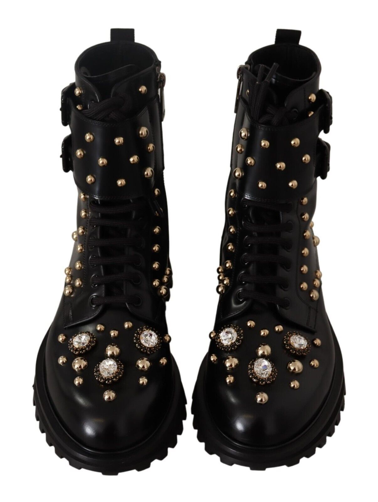 Dolce &amp; Gabbana Black Crystal-Studded Formal Boots