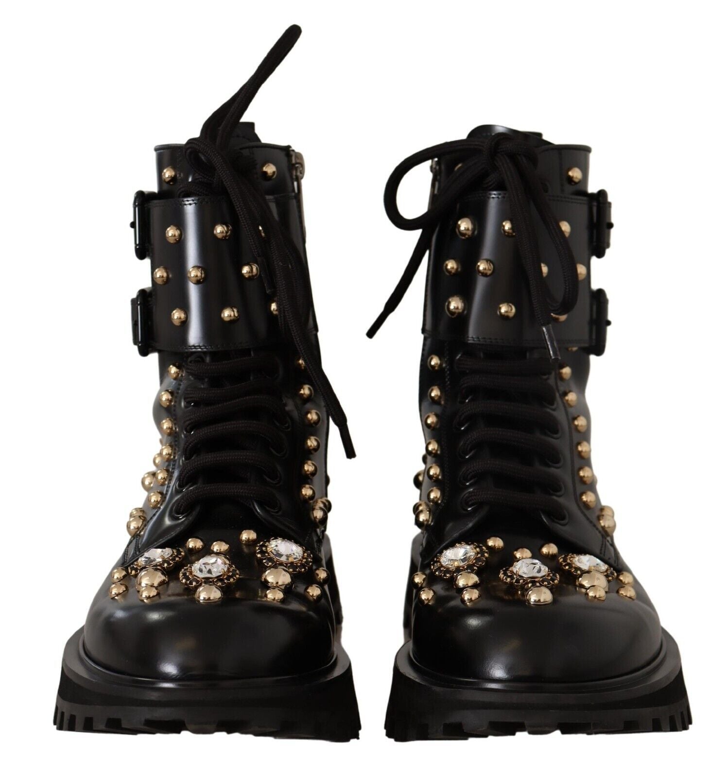 Dolce &amp; Gabbana Black Crystal-Studded Formal Boots