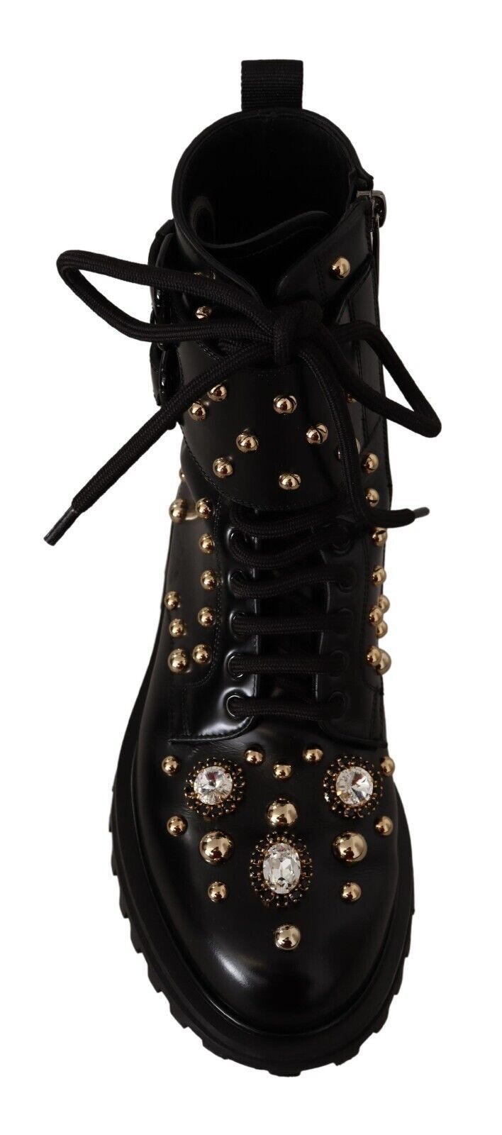 Dolce &amp; Gabbana Black Crystal-Studded Formal Boots