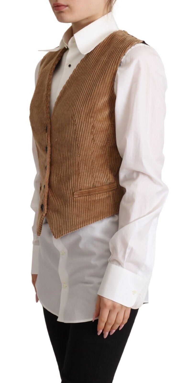 Dolce &amp; Gabbana Elegant Sleeveless V-Neck Corduroy Vest