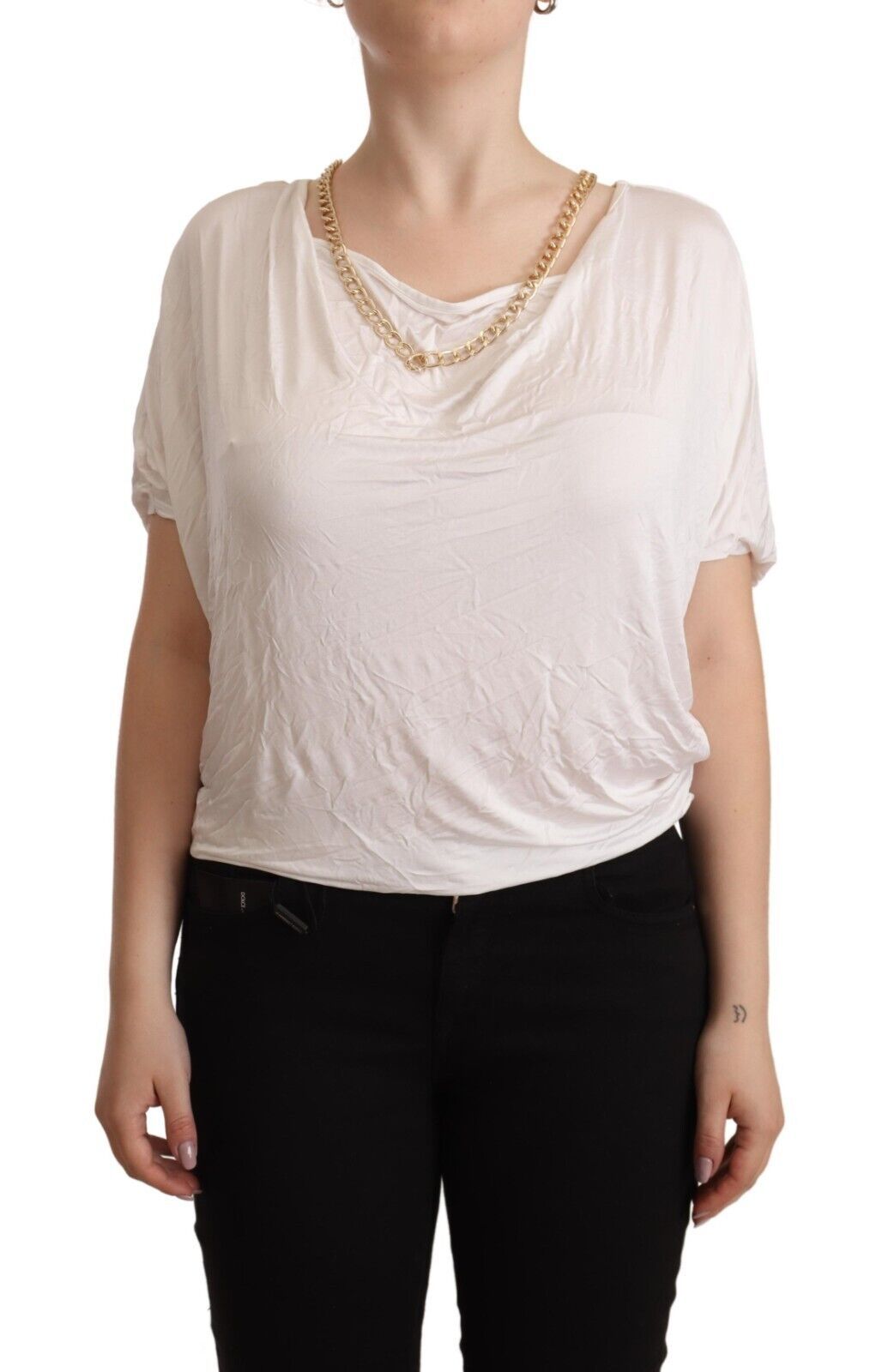 Guess By Marciano Elegant White Gold Chain T-Shirt Top