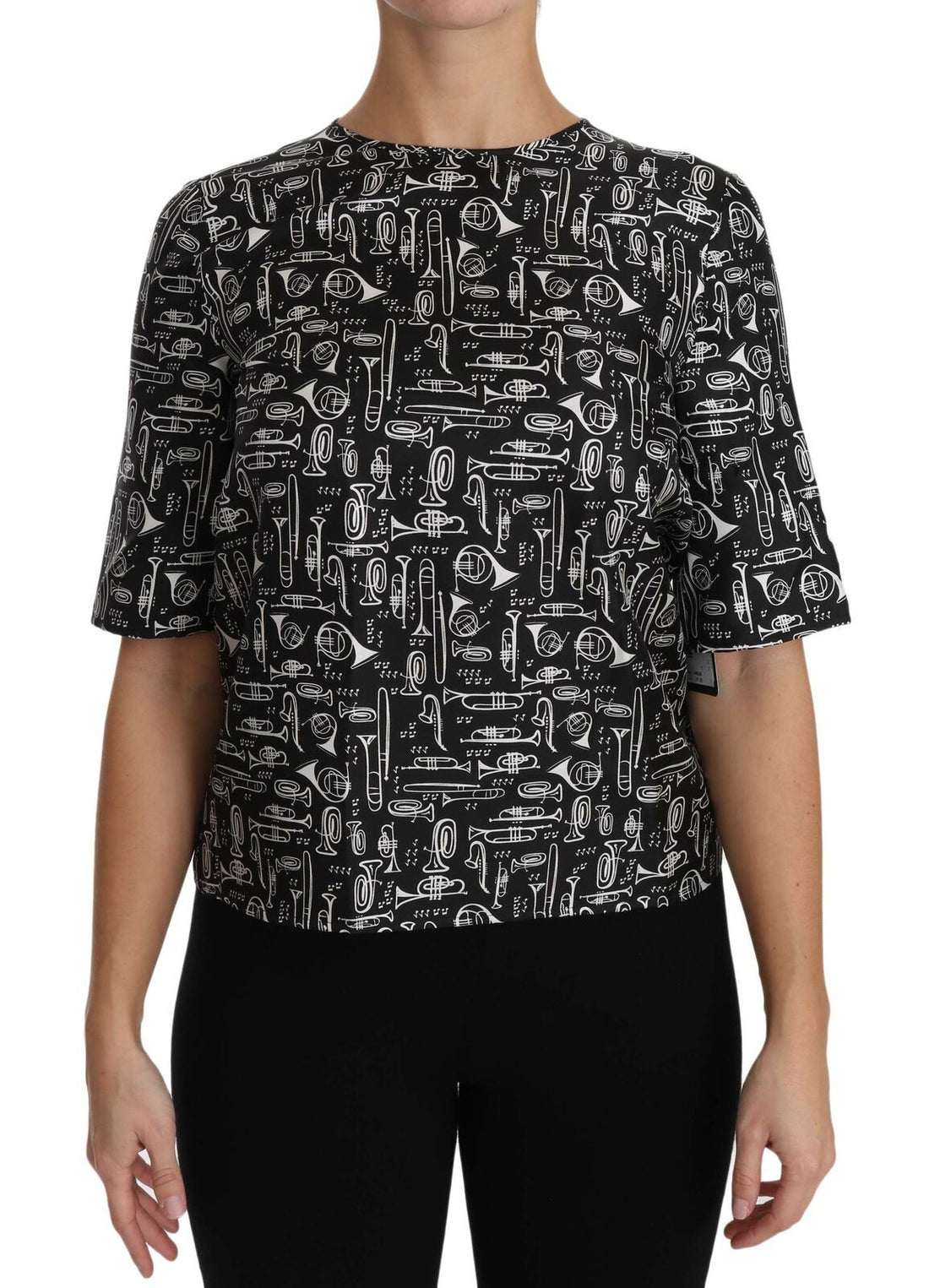 Dolce &amp; Gabbana Exquisite Trumpet Print Silk Blouse