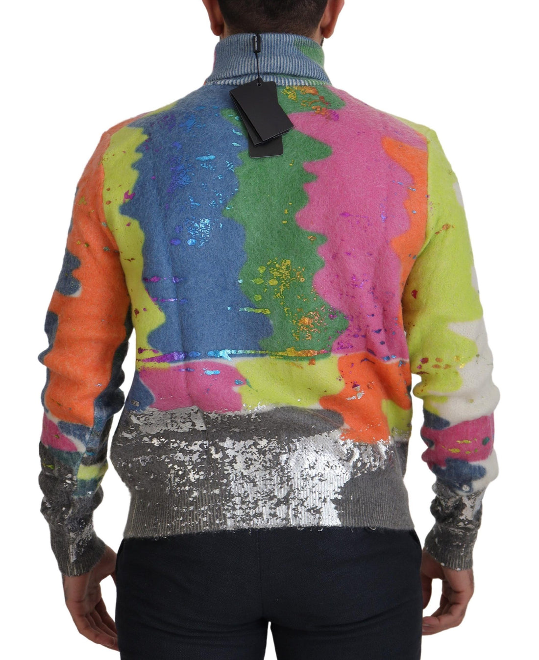 Dolce &amp; Gabbana Multicolor Turtleneck TV Motive Sweater