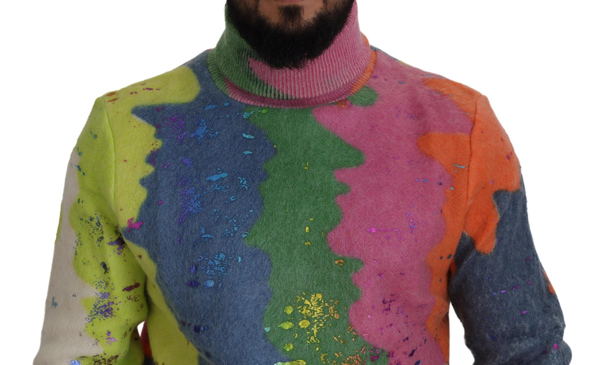 Dolce &amp; Gabbana Multicolor Turtleneck TV Motive Sweater