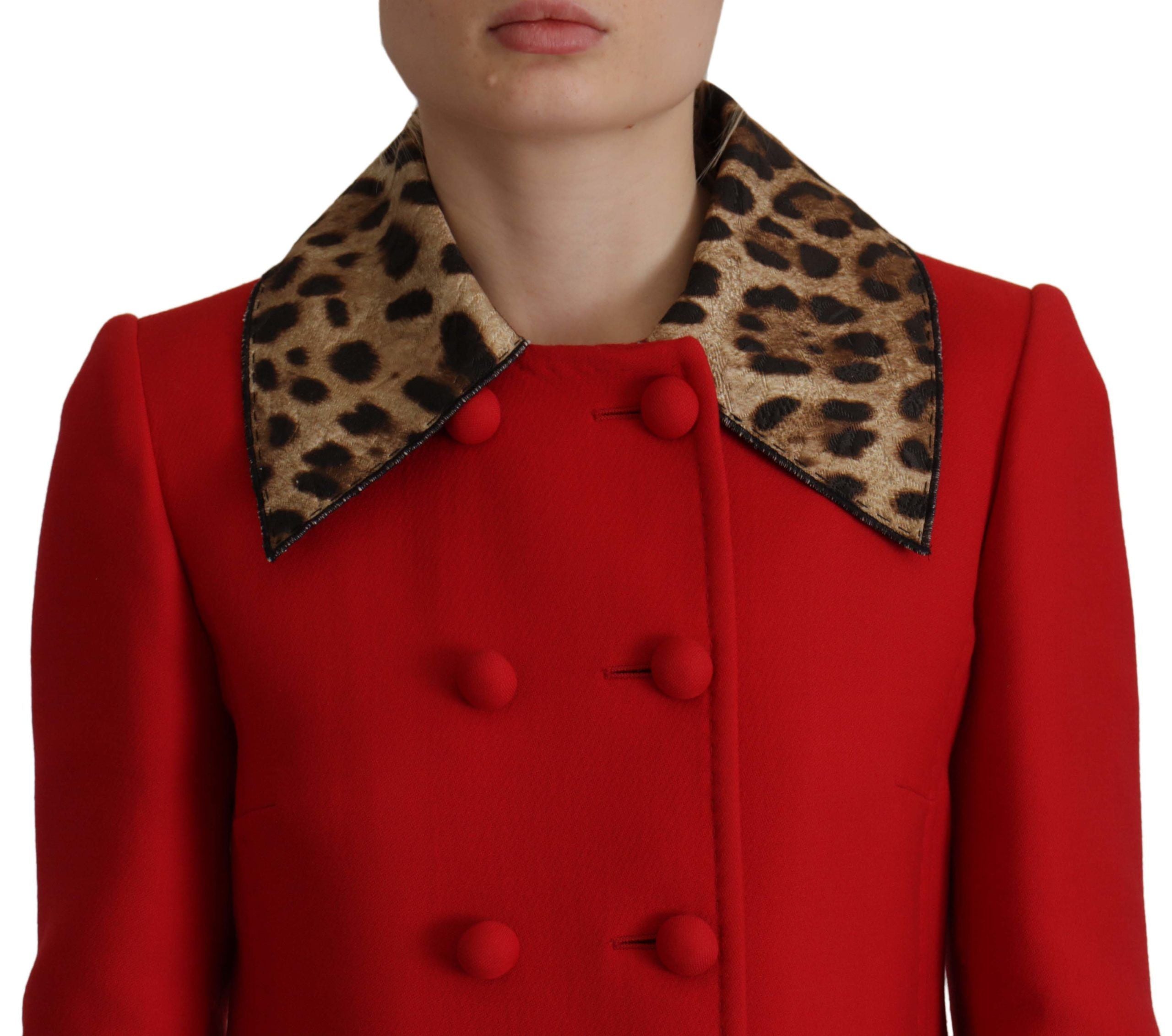 Dolce &amp; Gabbana Elegant Red Leopard Trench Coat