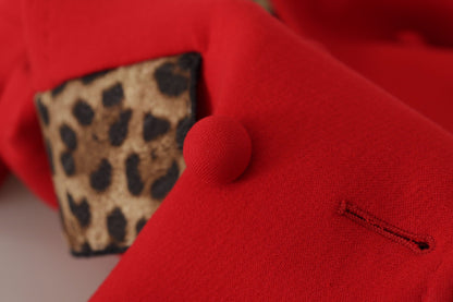 Dolce &amp; Gabbana Elegant Red Leopard Trench Coat