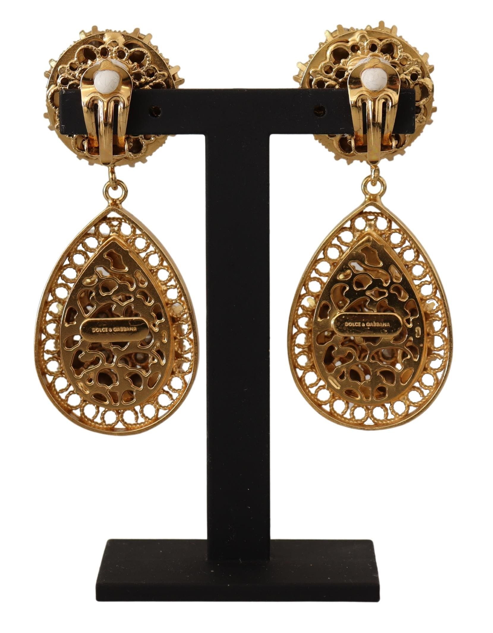 Dolce &amp; Gabbana Baroque Multicolor Crystal Dangle Earrings