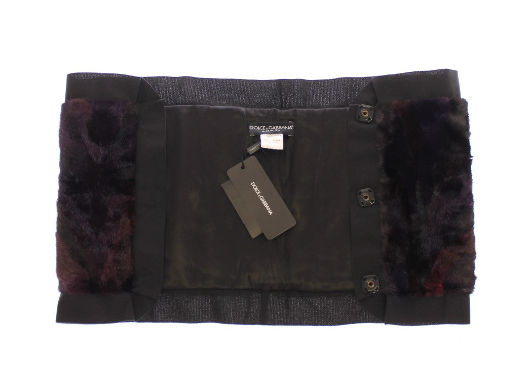 Dolce &amp; Gabbana Exquisite Purple MINK Fur Scarf Wrap