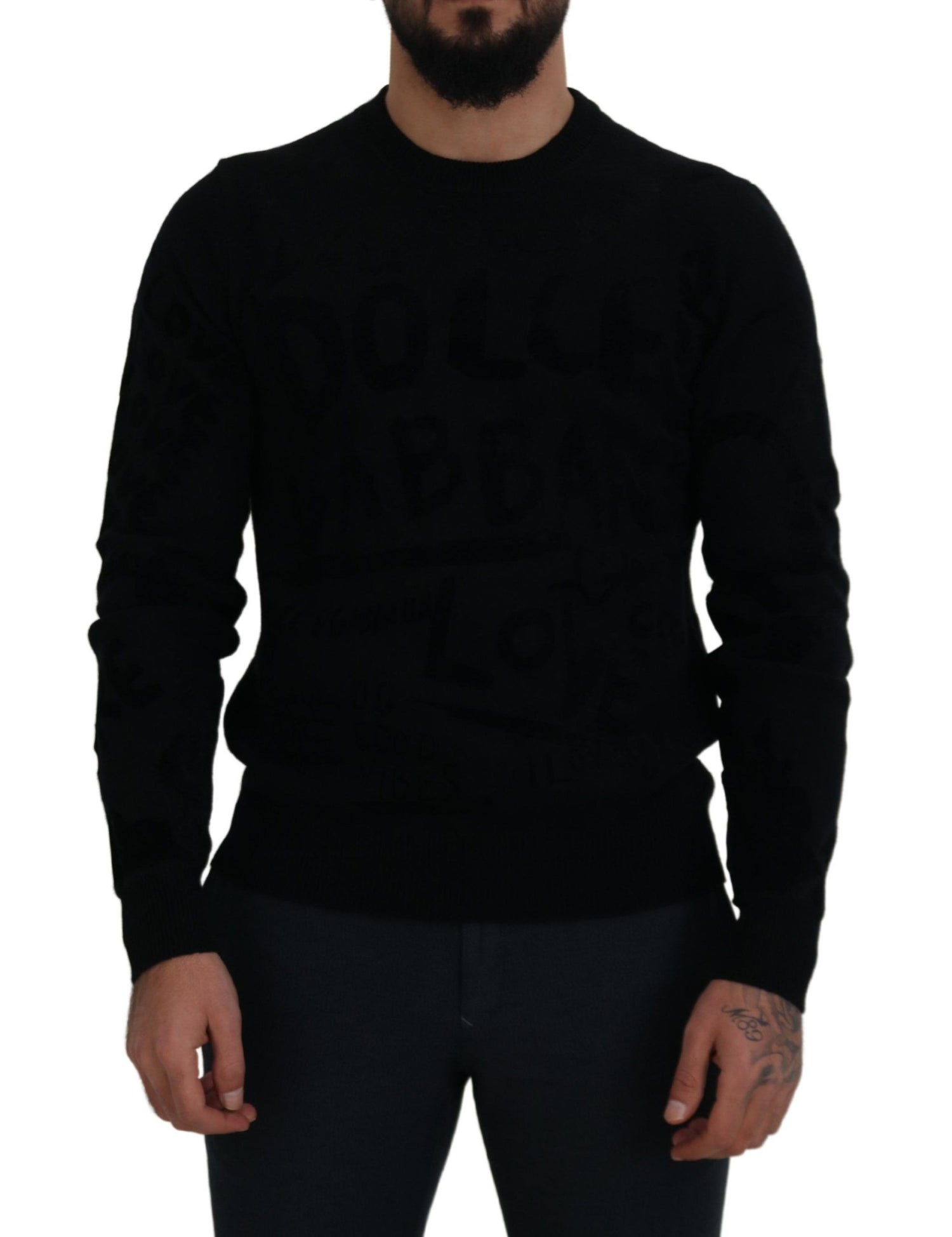 Dolce &amp; Gabbana Elegant Black Logo Wool Sweater