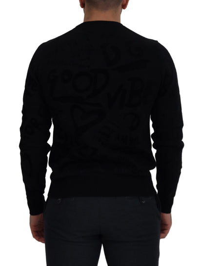 Dolce &amp; Gabbana Elegant Black Logo Wool Sweater