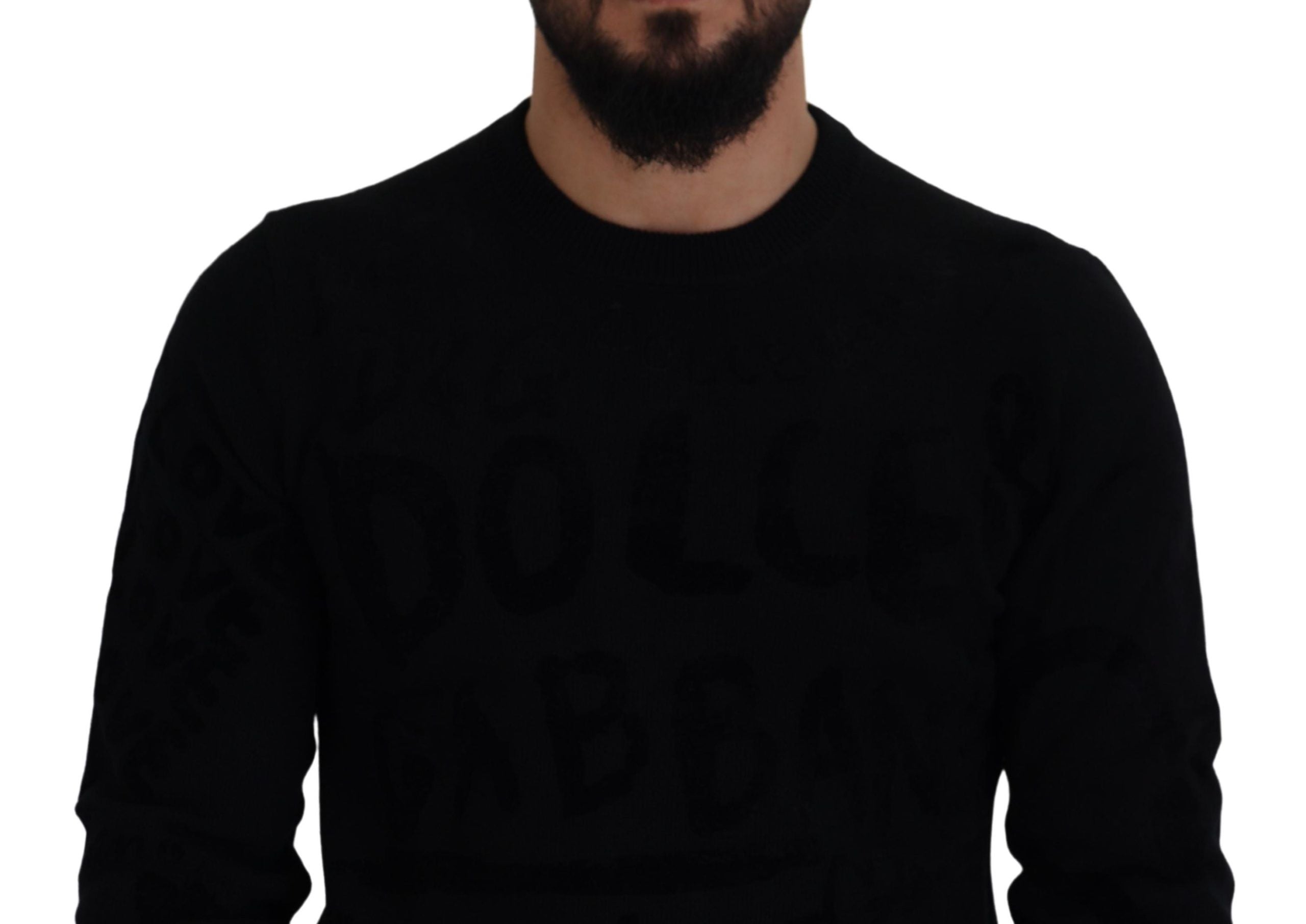 Dolce &amp; Gabbana Elegant Black Logo Wool Sweater