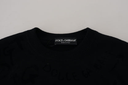 Dolce &amp; Gabbana Elegant Black Logo Wool Sweater