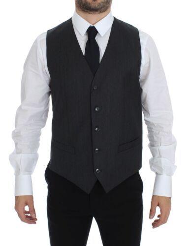 Dolce &amp; Gabbana Elegant Gray Wool Formal Vest