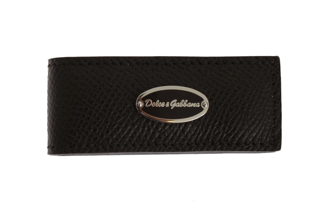 Dolce &amp; Gabbana Elegant Brown Leather Money Clip