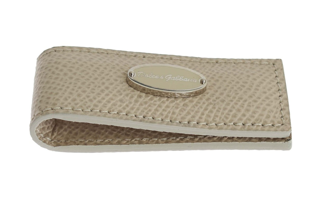 Dolce &amp; Gabbana Elegant Beige Leather Money Clip