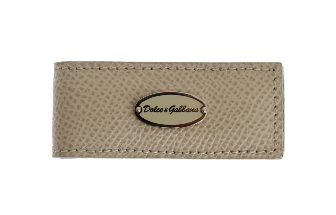 Dolce &amp; Gabbana Elegant Beige Leather Money Clip