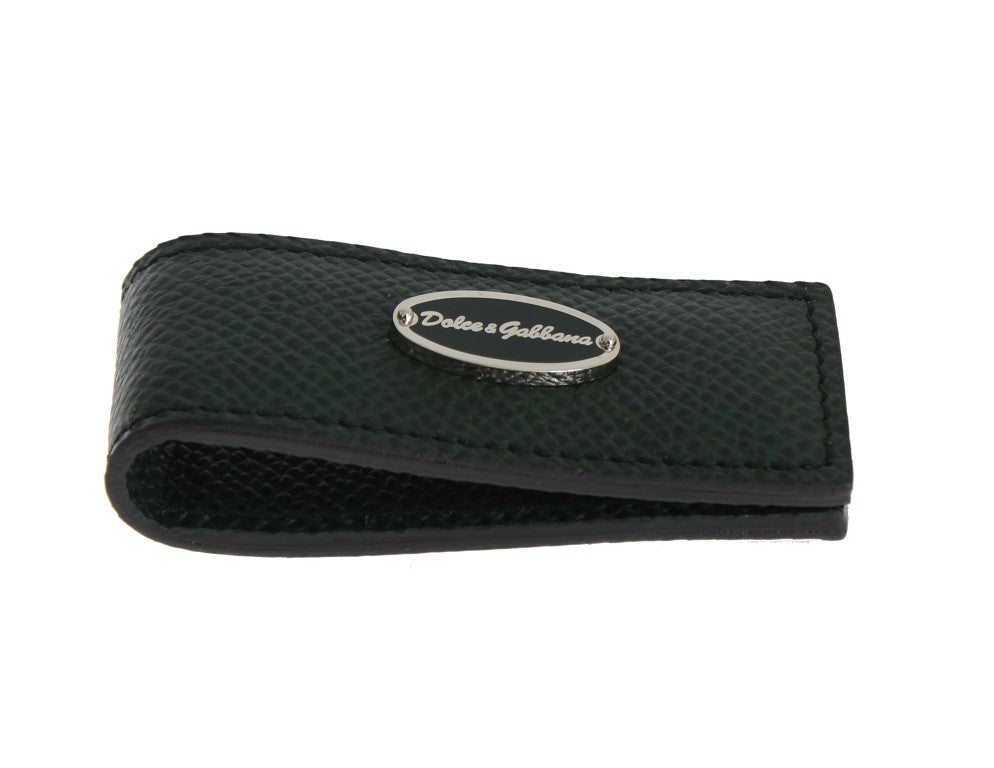 Dolce &amp; Gabbana Elegant Green Leather Money Clip