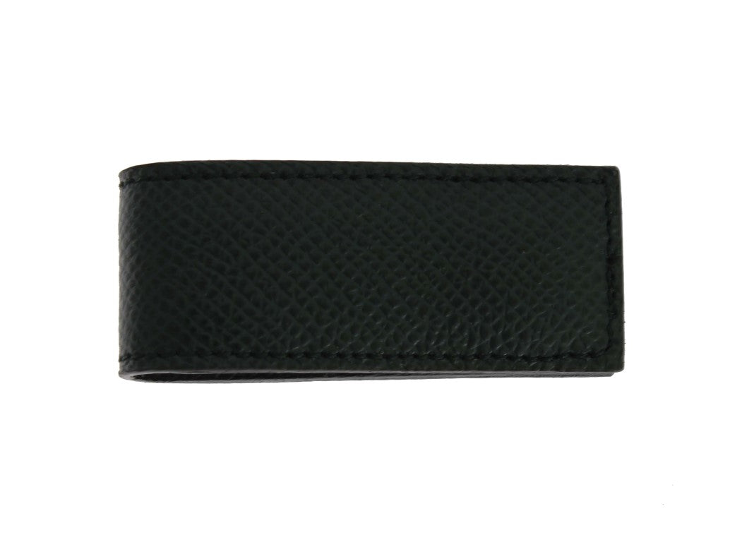 Dolce &amp; Gabbana Elegant Green Leather Money Clip