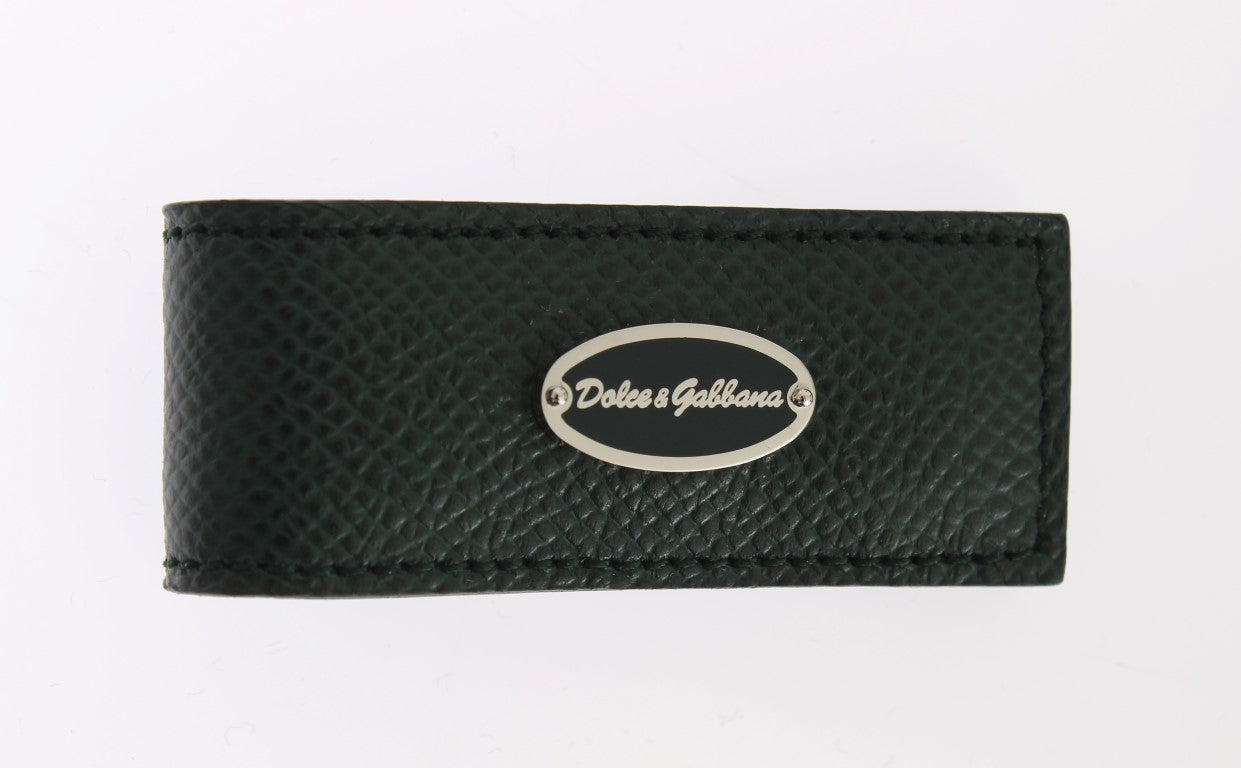 Dolce &amp; Gabbana Elegant Green Leather Money Clip