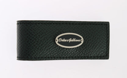 Dolce &amp; Gabbana Elegant Green Leather Money Clip