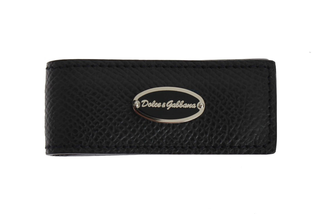 Dolce &amp; Gabbana Elegant Blue Leather Money Clip