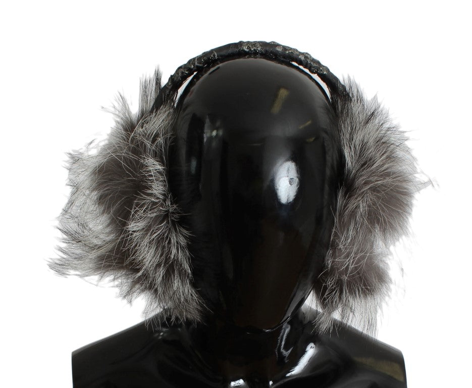 Dolce &amp; Gabbana Elegant Fur and Crystal Ear Muffs