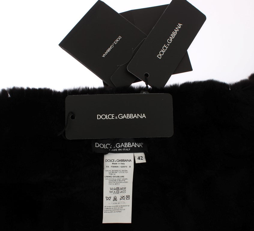 Dolce &amp; Gabbana Elegant Floral Sequined Fur Scarf